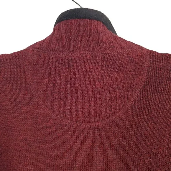 Woolrich Mens Sz M Sweater Red Rock Heather 100% Wool Ribbed Collar Quarter Zip - Picture 9 of 9
